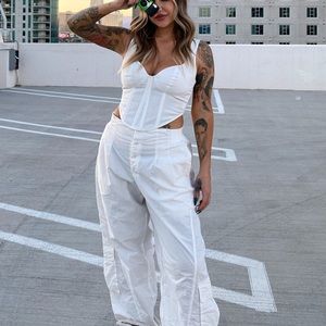 FREE PEOPLE MESMERIZE ME WHITE CARGO PANTS